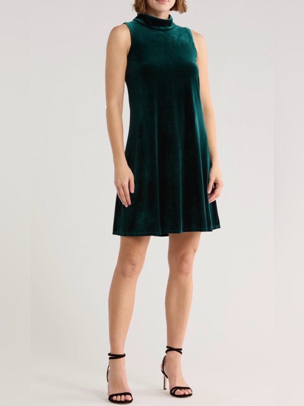 Halogen Velour A-Line Midi Dress in Spruce